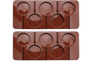 CONGARTENO 2pcs Round Silicone Lollipop Molds with Design, Large 5-Cavity Chocolate Baking Mold for DIY Candy