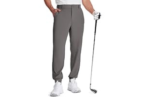 LUSHENUNI Men's Golf Joggers Pants with Zipper Pockets Stretch Slim Fit Tapered Dress Work Casual Sweatpants for Men