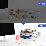 EasyPAG 2 Tier A4 Mesh In Trays Desk Tidy Stackable File Holder Black view 5