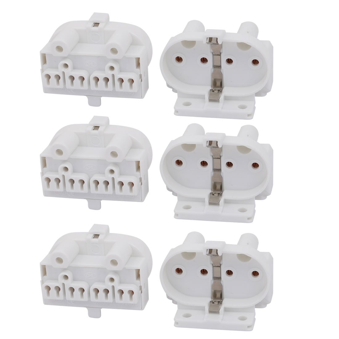 Sourcingmap 6Pcs H Lamp Fluorescent Light Holder 2G11 Base Single Head Screw Mount Tombstone Lamp Socket AC 500V 2A for LED Fluorescent Tube