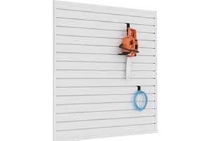 BRITINE Slatwall Panel Garage Organizer PVC Slatwall Heavy Duty Wall Mounted Rack, Interlocking Slat Wall Panels for Tool Organization Peg Board(White 4 x 4 ft)