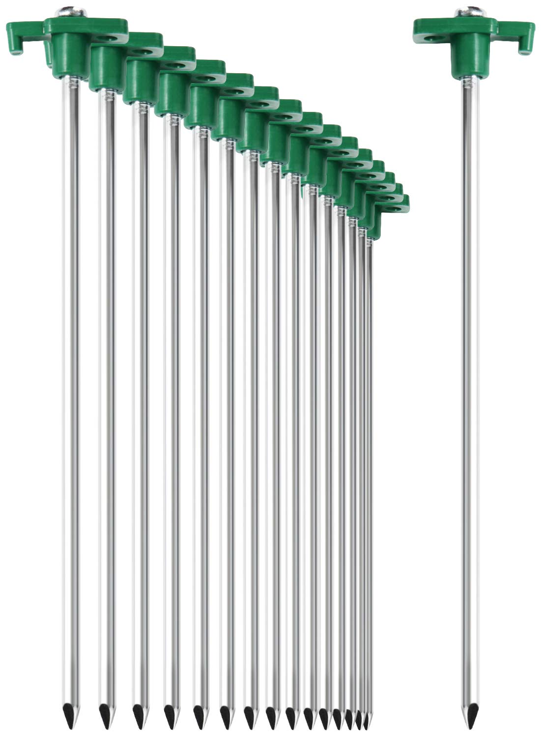 com-four® 16x Tent pegs made of steel - Robust pegs with plastic holder - Camping ground pegs for camping and outdoor for normal and hard ground 250x7mm