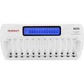 Tenergy TN160 12-Bay Smart Battery Charger: LCD Display and Refresh Function for AA or AAA NiMH and NiCd Rechargeable Cells with AC Wall Adapter