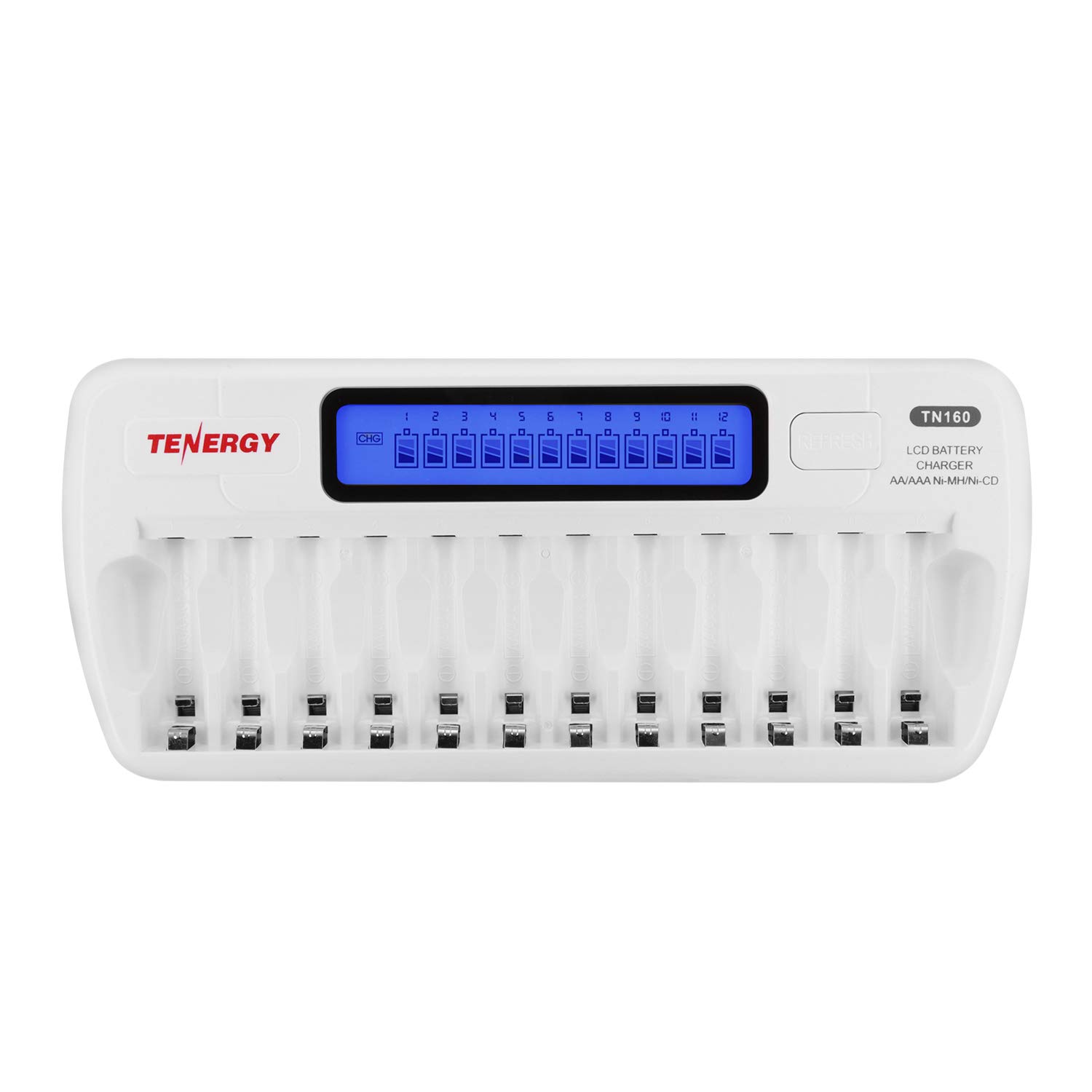 Photo 1 of Tenergy TN160 12-Bay Smart Battery Charger for AA/AAA NiMH/NiCd Rechargeable Batteries with Refresh Function