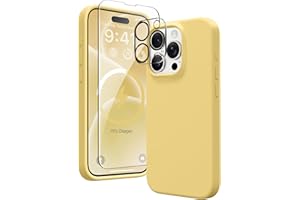 GONEZ for iPhone 15 Pro Case Compatible with Magsafe, [2X Screen Protector + 2X Camera Lens Protector], Soft Silicone Shockproof Anti-Scratch Full Body Protective Phone Case 6.1" 2023, Sunny