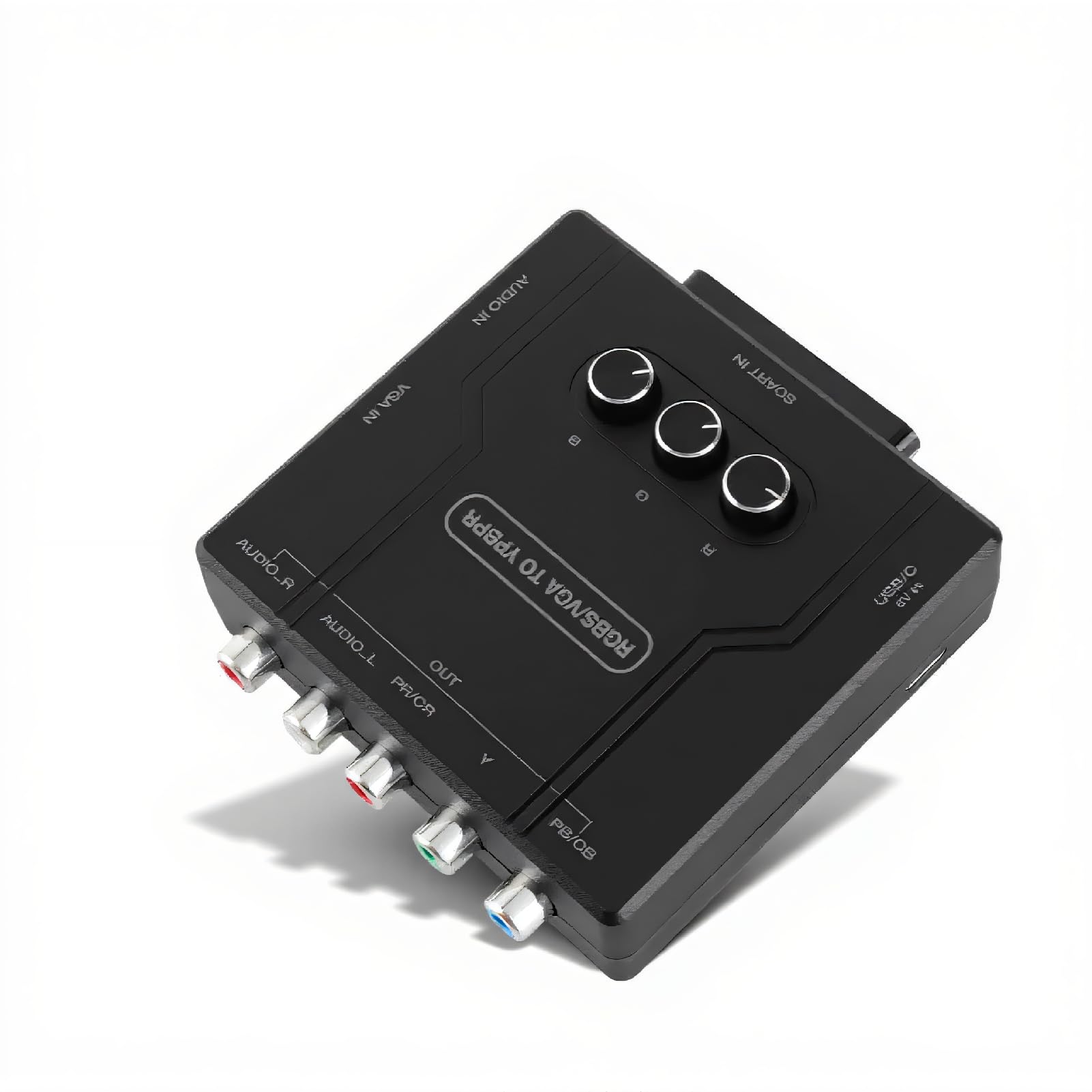 RGBS VGA SCART to YPBPR Component Converter, Converter for for Genesis for N64 for Dreamcast for Wii for MD for Saturn Converter Supports 480i, 480p, 576i, 576p, 720p, 1080i