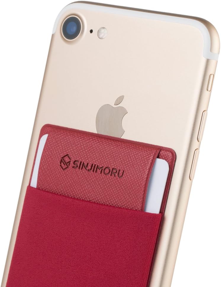 Sinjimoru Secure Card Holder for Back of Phone Stretchy Fabric Cell Phone Wallet Stick On Credit Card Case for iPhone & Android. Sinji Pouch Flap