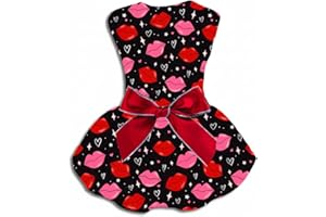 MIIEMIU Valentine’s Day Dog Dress Cute Heart Pattern Puppy Skirt Adjustable Pet Outfit for Small & Medium Dogs Holiday Party Costume for Dogs