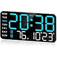 MASHI 8.4''Large Digital Wall Clock, Led Alarm Clock with Big Digits, Date, Temperature, DST, Modern Decor Design for Desk,5-Level Brightness for Room, Bedroom, Gift, Yougster and Elderly