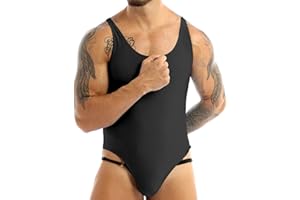 TiaoBug Men One Piece Freestyle Leotard Bodysuit Slim Cut Swimsuit Thong Singlet