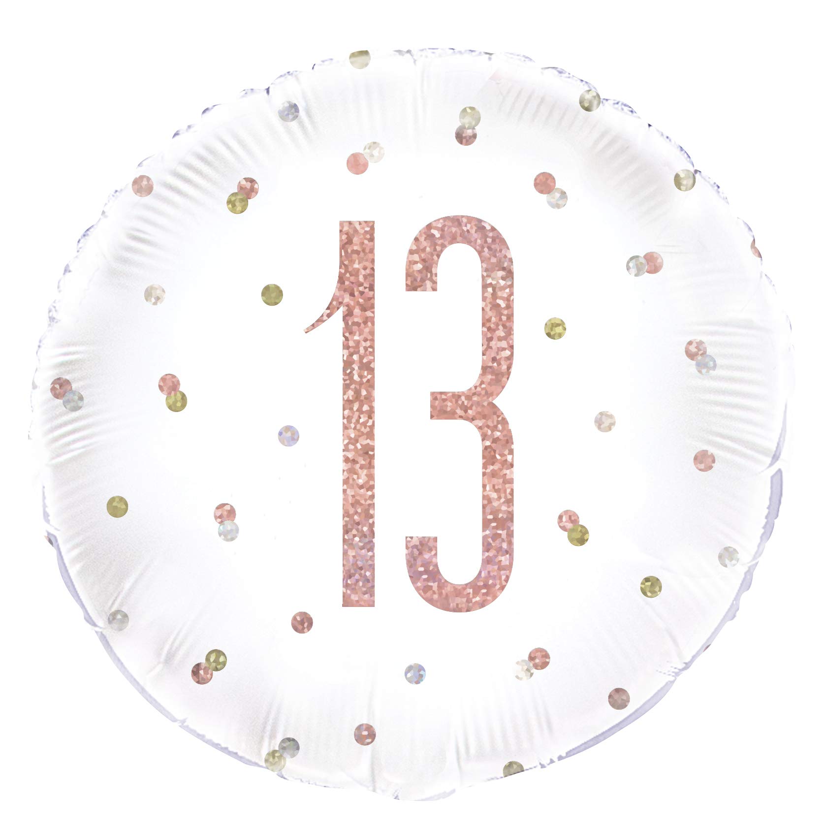 Dazzling Rose Gold 13th Birthday Glitz Round Foil Balloon (45cm) - Perfect for Birthday, Annivesaries & Memorable Celebrations - 1 Pc