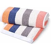 YiLUOMO Pink Striped Pattern Design Hand Towels 100% Cotton Highly Absorbent Soft Decorative Hand Towel Set of 2 for Bathroom 13 x 29 Inch