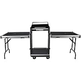 PRORECK 16U Rack/Road Case With Slant Mixer Top, Two Side Table And Casters, 20'' Rackable Depth, Plywood, 16U Installation Size, Pro Stage Performance.