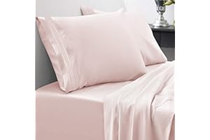 SWEET HOME COLLECTION Queen Size Bed Sheets - Breathable Luxury Sheets with Full Elastic & Secure Corner Straps Built In - 1800 Supreme Collection Extra Soft Deep Pocket Bedding Set, Sheet Set, Queen, Pale Pink