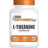 BulkSupplements.com L-Theanine Capsules - L-Theanine 200mg, Amino Acid Supplement - Gluten Free, 1 Capsule per Serving, 365 Count (Pack of 1)