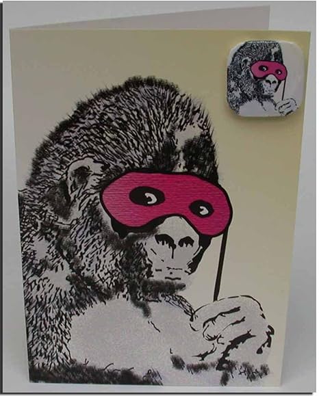 Banksy Ouvert Art Carte De Vœux Motif Gorille Masque Bkb022 Avec Badge Amazon Fr Cuisine Maison