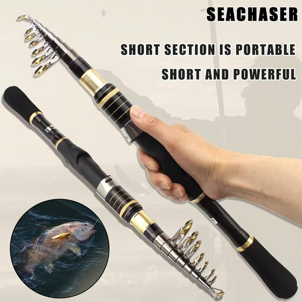 Luyianxi Fishing Rod and Reel Combo - 7.9FT Collapsible Fishing Kits, Carbon Fiber Fishing Pole Spinning Reel Lures Set with Carrier Bag, Fishing Gear for Adults Travel Saltwater Freshwater