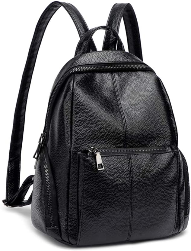black soft leather backpack