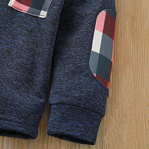 Kids Toddler Infant Baby Boys Girls Fall Outfit Plaid Pocket Hoodie Sweatshirt Jackets Shirt+Pants Winter Clothes Set