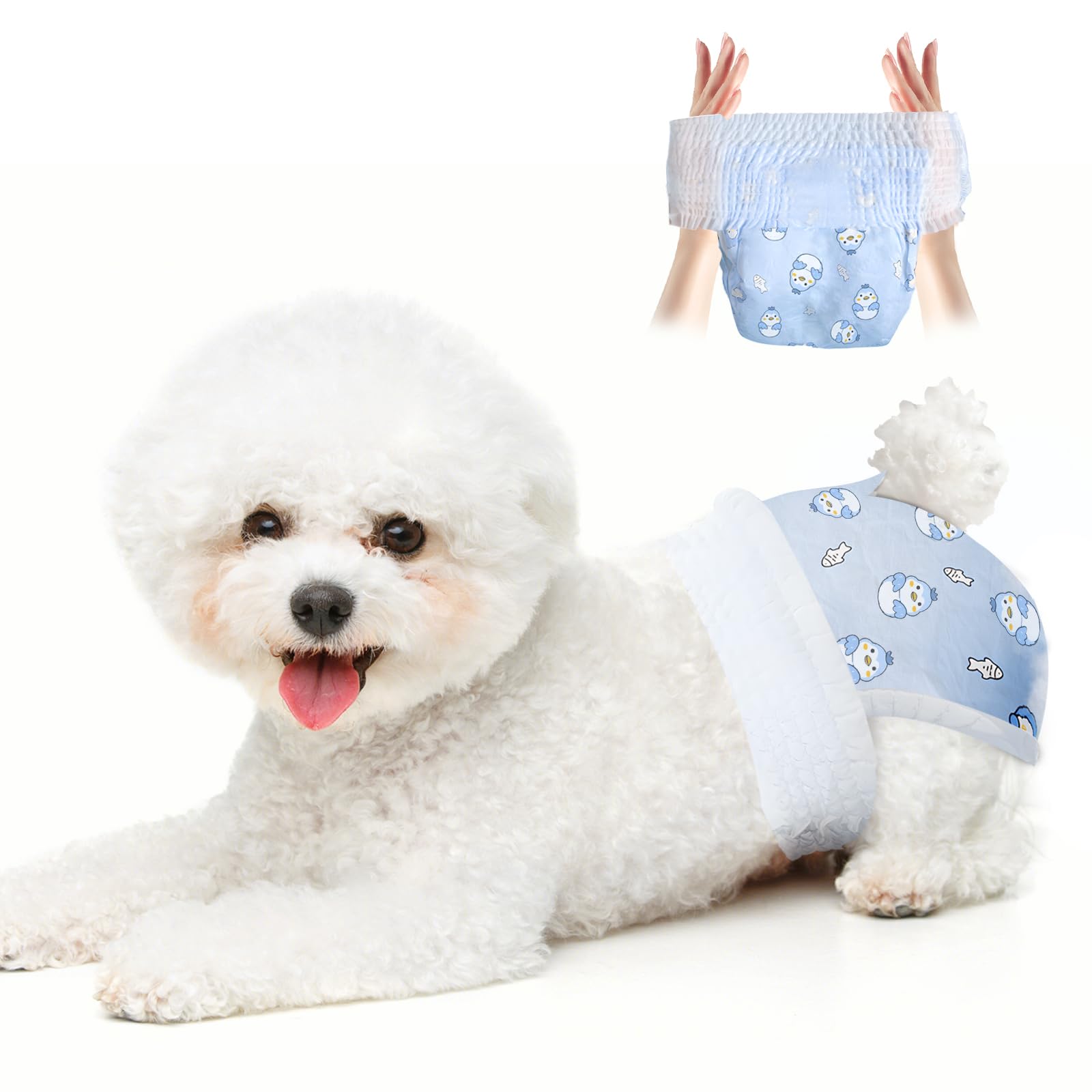 Photo 1 of Mosamart Disposable Dog Diapers Count Absorbent Soft Puppy Doggie Diapers for Female Dogs with Stretchy Waist Puppy Diaper in Heat Period Excitable Urination (L 10PCS)