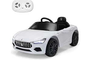 TOBBI Kids Ride on Car, 12V Licensed Maserati Ghibli, Electric Car for Boy Girl with Remote Control, 3 Speeds, Music, Bright Lights, MP3, USB, Electric Vehicle for Kids Ages 3-6 Years, White