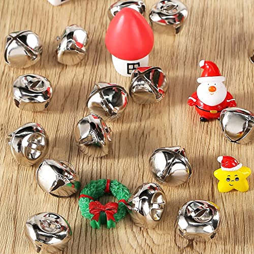 VGOODALL 100PCS Jingle Bells for Crafts, 1 Inch Jingle Bells Silver Jingle Bells Bulk for DIY Project Christmas Party Decor