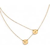 HotMixCold Circle Layered, Double Small Initial Charm Two Delicate Mother's Necklace - Family, Couple, Best Friend, Sister Jewelry