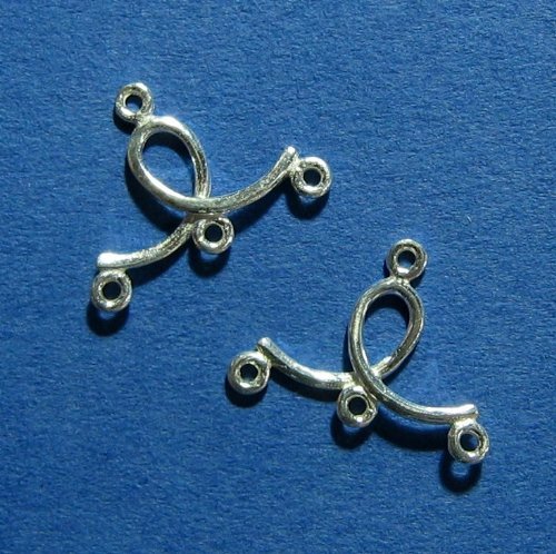 4 pcs Sterling Silver Bead Chandelier Earrings/3 Strand/Row Connector 12 x 16mm/Findings/Bright