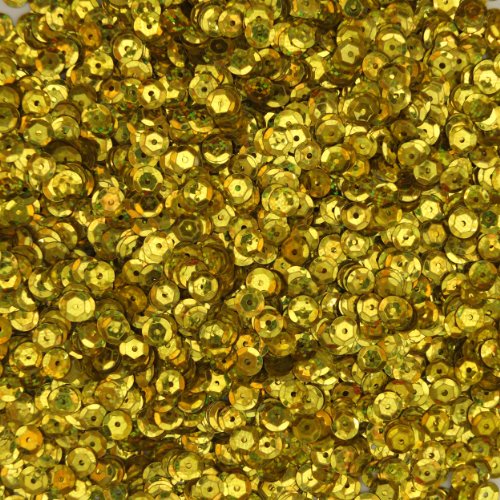 6mm CUP SEQUINS Facet PAILLETTES ~ Yellow Laser Hologram Reflective Rainbow ~ Made in USA Loose for embroidery, applique, arts, crafts, bridal wear and embellishment