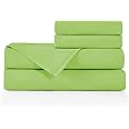 BASIC CHOICE Queen Size Sheet Set Breathable Cooling Sheets, Extra Soft Deep Pockets Bed Sheets Wrinkle Free Comfy Bed Sheets, 4 Piece Set Lime Green - Standard 100 by Oeko-Tex, Queen Sheets 4 PC