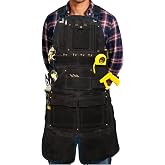 Guwamy 20-Pocket Heavy-Duty Waxed Canvas Work Apron – Fully Adjustable, Vintage Style Tool Organizer