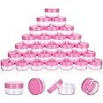 50 Count Mini Sample Jars with Lids, Tiny Empty Lip Balm Containers, Makeup Travel Containers with Labels, Mini Disposable Spatulas