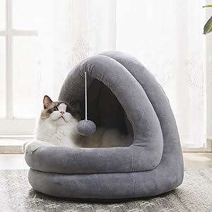 WESTERN HOME WH Cat Bed for Indoor Cats, Pet Tent Soft Cave Bed for Dogs and Small Cats, 2 in 1 Machine Washable Cat Beds, Super Soft Pet Supplies, Anti-Slip & Water-Resistant Bottom