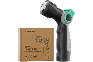 HVNPSH Garden Hose Nozzle Sprayer, 100% Heavy Duty Metal High Pressure Hose Nozzle with 4 Spray Patterns, Thumb Control On Off Valve for Lawn & Plant Watering, Car & Pet Washing