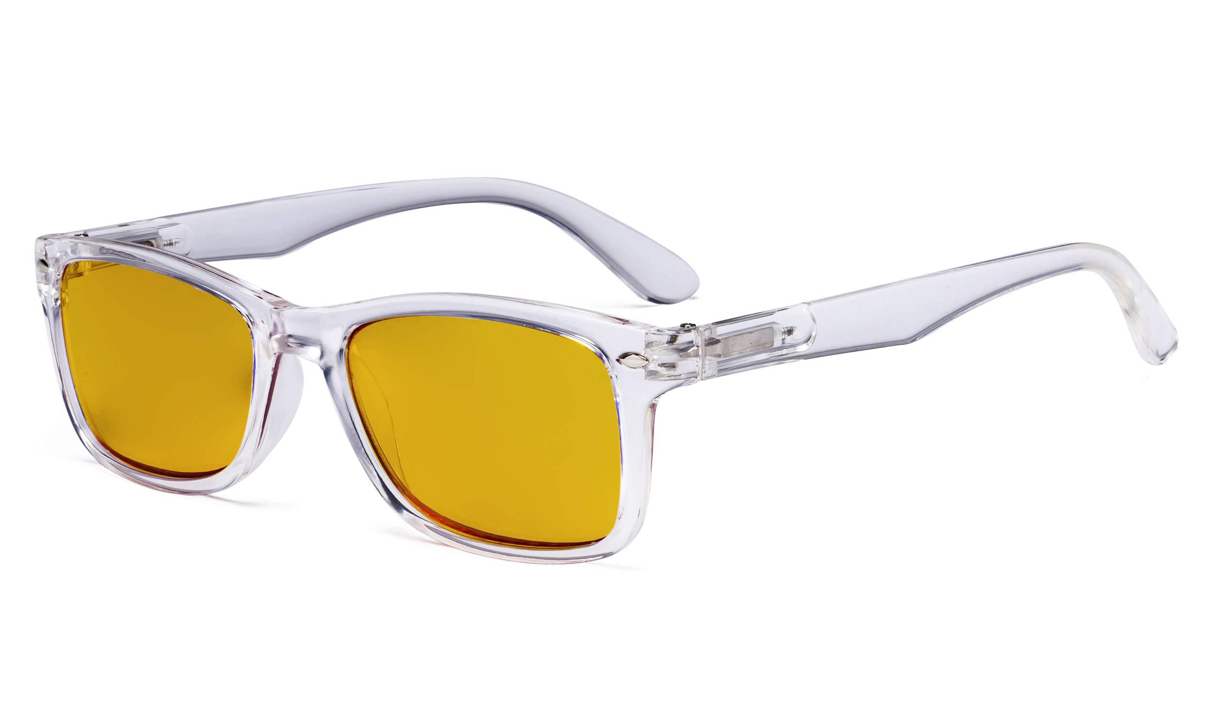 Eyekepper Blue Light Blocking Reading Glasses with Amber Tinted Filter Lens - Glare Reflective Computer Readers - Transparent Frame