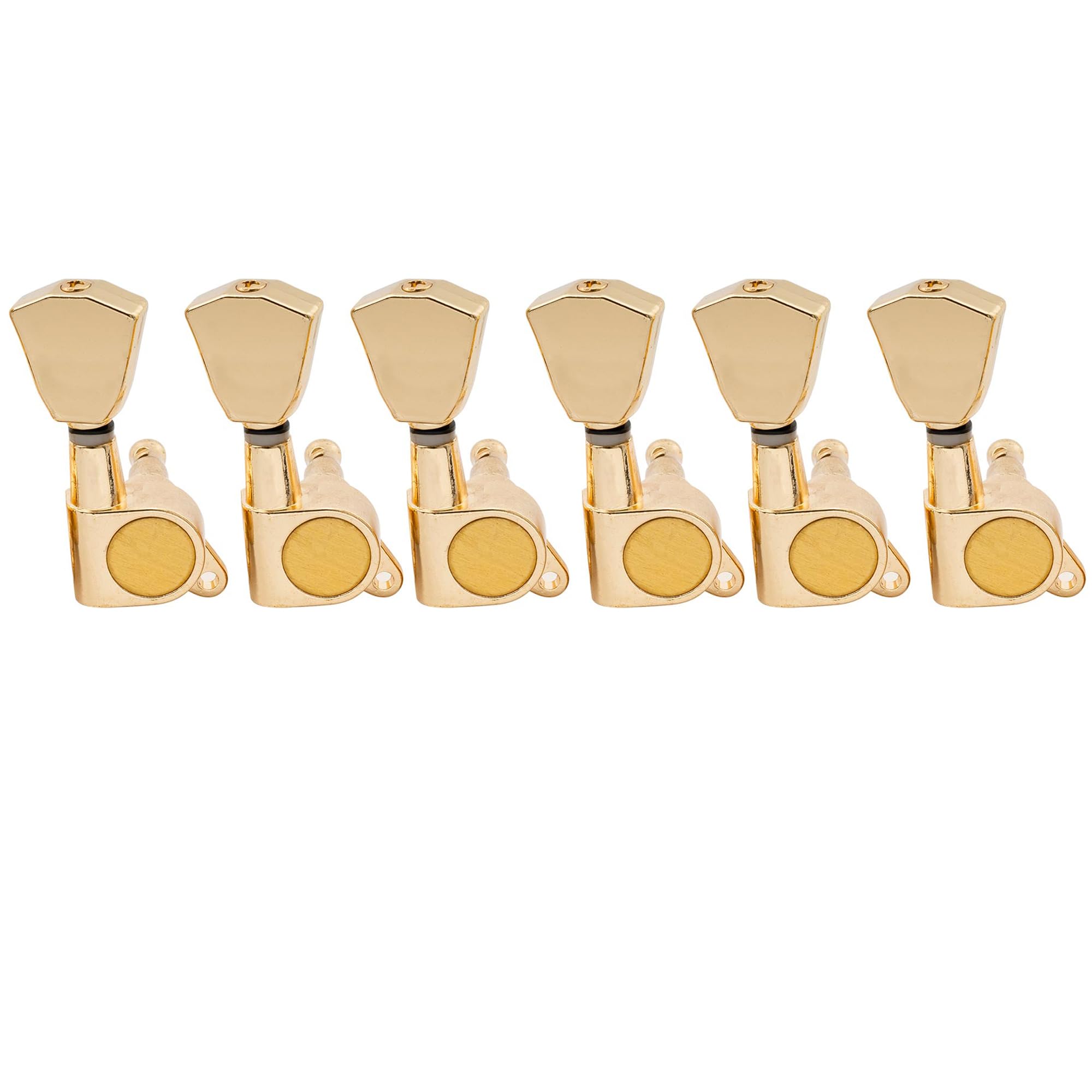 Musiclily Pro 6 inline Guitar Tuners Tuning Pegs Keys Machine Heads Set for Fender Strat Tele Electric Guitar, Tulip Button Gold