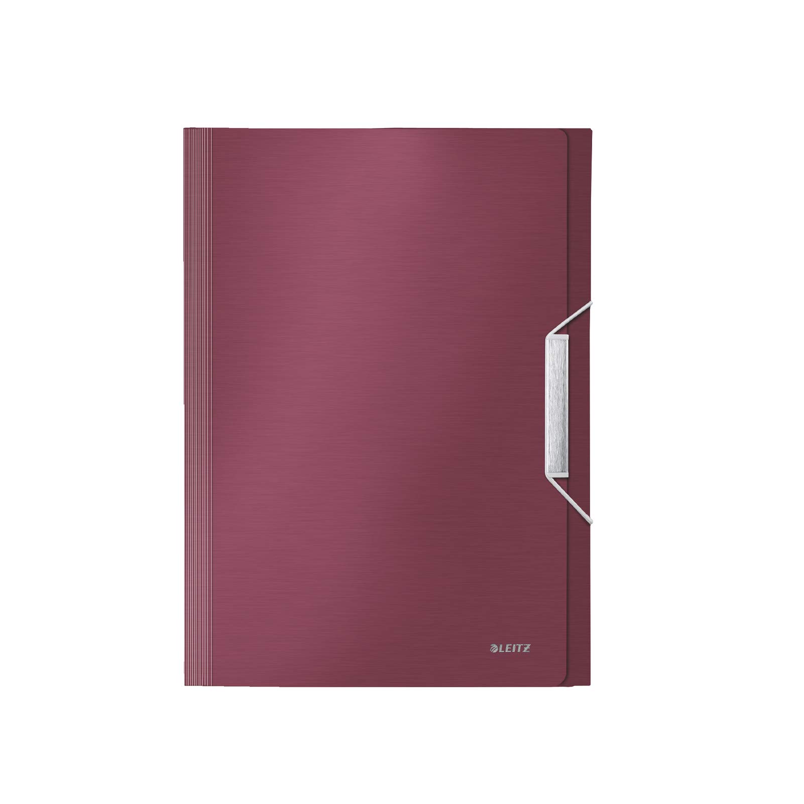 Leitz A4 Expanding File with 6 Compartments, Elastic Band Fastener, Garnet Red, Style Range, 39570028