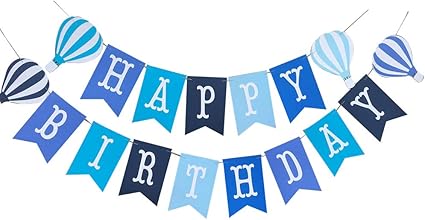 Amazon Com Amosfun Cute Happy Birthday Banner Hot Air Balloon