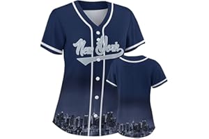 POD7IE Women Baseball Jersey City Night Skyline Apparel Button Down Shirts Sports Uniform Fans Gift for Adult Girls S-2XL