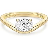 EAMTI 1.5CT 925 Sterling Silver Engagement Rings for Women Oval Cut CZ Bands Solitaire Cubic Zirconia Curved Wedding Promise Gold Rings for Her Size 4-10