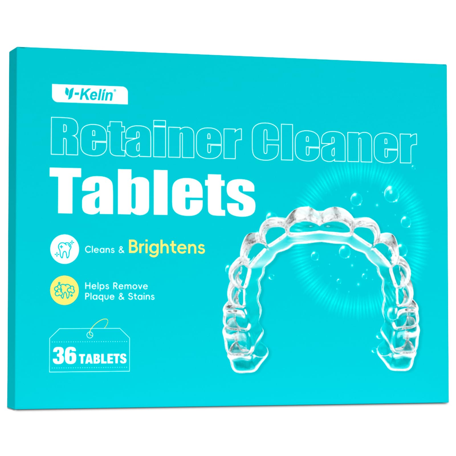 Y-Kelin Retainer Cleaner Tablets - 36 Tablets 1 Month Retainer Cleaning Tablets, Denture Cleaner, Retainer,Dentures,Mouth Guard Cleaner,Aligner Cleaner (36 Count (Pack of 1))