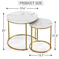 Nesting Coffee Table Faux White Marble for Small