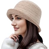 Womens Winter 1920S Vintage Cloche Wool Bucket Hat Packable Ladies Church Derby Party Fashion Cap
