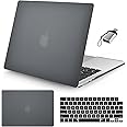Seorsok Compatible with MacBook Air 15 inch Case 2023 2024 Release A2941 M2&M3 A3114 Touch ID,Thin Laptop Plastic Hard Shell Case&Keyboard Skin&Type C Adapter 1Pack,Black Frosted Matte