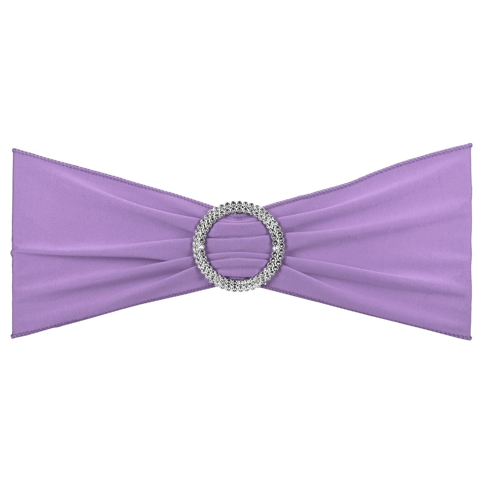 PATIKIL 13" x 5" Stretch Chair Sashes Bows, 25 Pack Elastic Chair Bands Sashes with Buckle Slider for Wedding Banquet Decorations, Purple