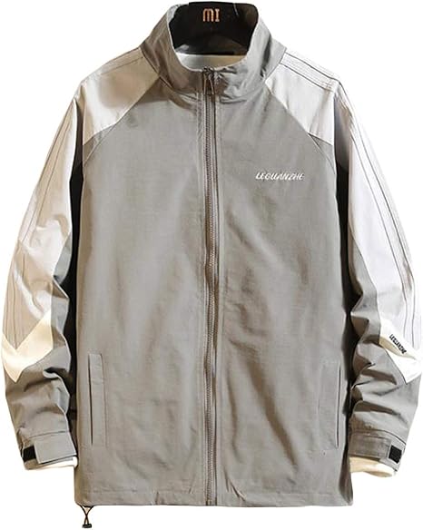 Amazon Beibang バイバン ウインドブレーカー メンズ ゆったり ブルゾン シンプル 大きいサイズ ジャケット 切り替え カジュアル アウター ファッション 刺しゅう ジップアップ スポーツ 春 秋 コート ジャケット 通販