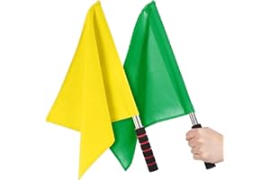 WOWAGOGA Referee Flag - 2 Pcs Stainless Steel Rod Sponge Handle Linesman flags,Cotton Signal Flag Hand Flags Safety Flags Commander Flag for Sports Training,2 Colors