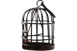 SEADIQUIET Black Miniature Doll House Birdcage Ornament Model Home Desktop Decor Gift,Miniature Doll House Furniture and Accessories
