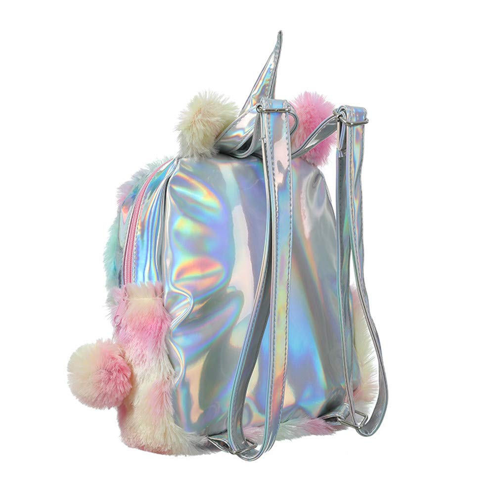 Fanovo Cute Plush Unicorn Backpack, Mini Unicorn Backpack, 3D Unicorn Backpack, Soft Rainbow Backbag Sweet Girls Daughter Gifts 12 inch Bag (Style 3 - 12\'\')