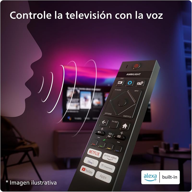 Ambilight 55PUS8109 Smart TV 4K LED - Pantalla de 55 Pulgadas con Plataforma Titan OS, Pixel Precise Ultra HD y Sonido Dolby Atmos, Funciona con Alexa y Asistente de Google - Cromo Satinado